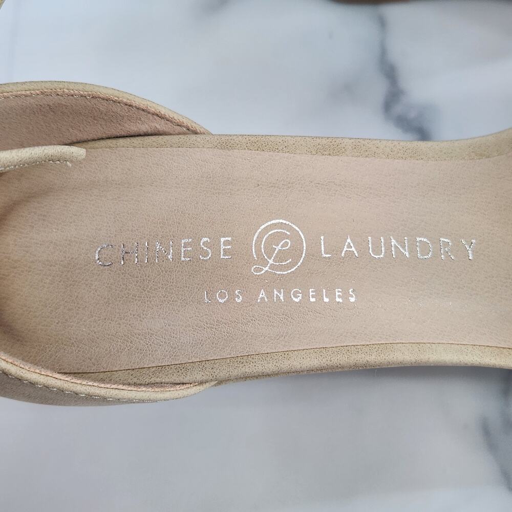 NIB Chinese Laundry Z-Celly Nubuck Beige Round Toe Platform Zip up 7.5 US 38 EU - Picture 9 of 15